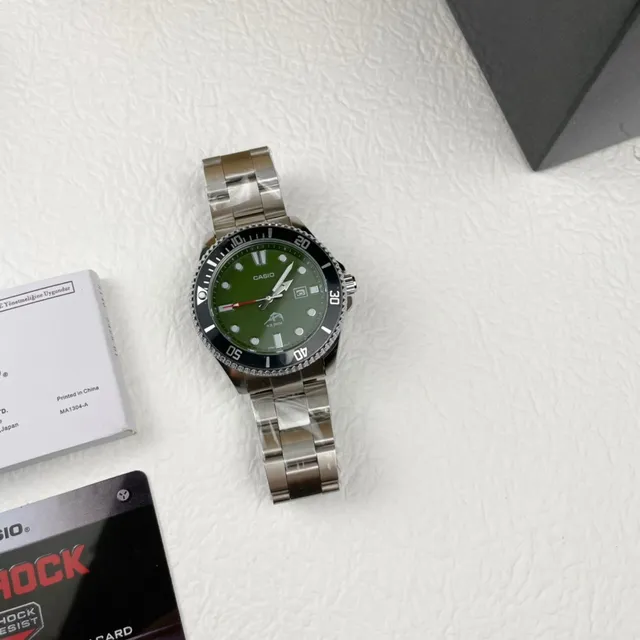Casio ডাইভার স্টাইল ওয়াচ সবুজ ডায়াল কালো বেজেল স্টেইনলেস স্টিল স্পোর্টস ওয়াচ 4