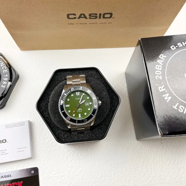 Casio ডাইভার স্টাইল ওয়াচ সবুজ ডায়াল কালো বেজেল স্টেইনলেস স্টিল স্পোর্টস ওয়াচ 8