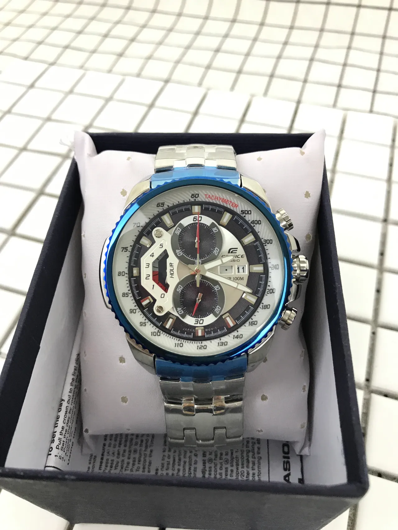 Casio Edifice Cronógrafo Bisel Azul Reloj Deportivo 8