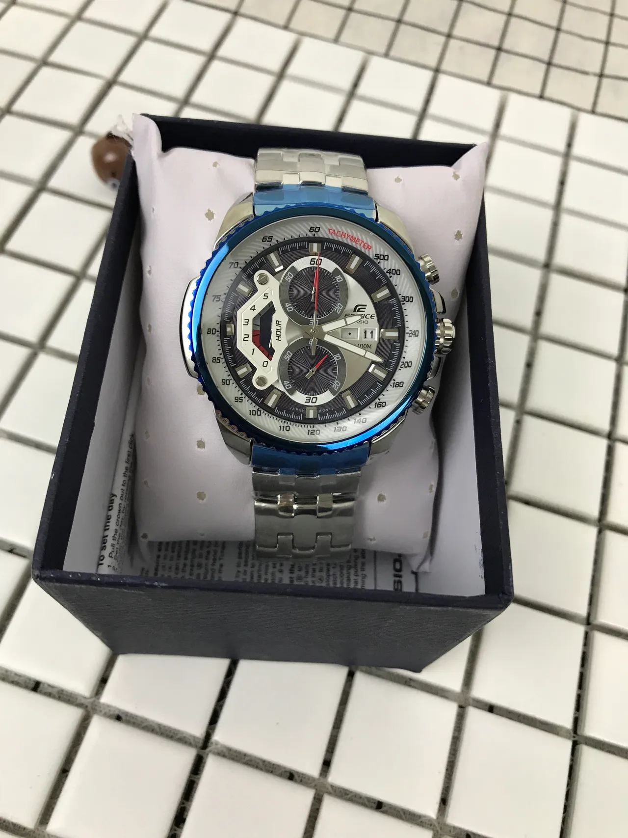 Casio Edifice Cronógrafo Bisel Azul Reloj Deportivo 9
