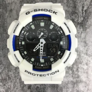 Casio G-Shock GA-100 White and Blue Sports Watch