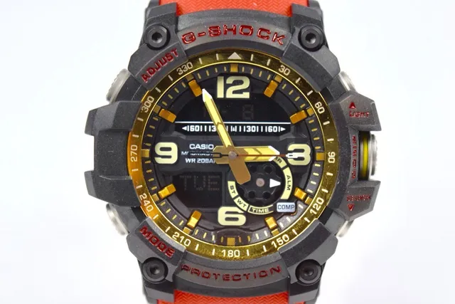 Casio G-Shock খেলা ঘড়ি কালো কমলা সোনালি দৃঢ় অ্যানালগ-ডিজিটাল ঘড়ি 9