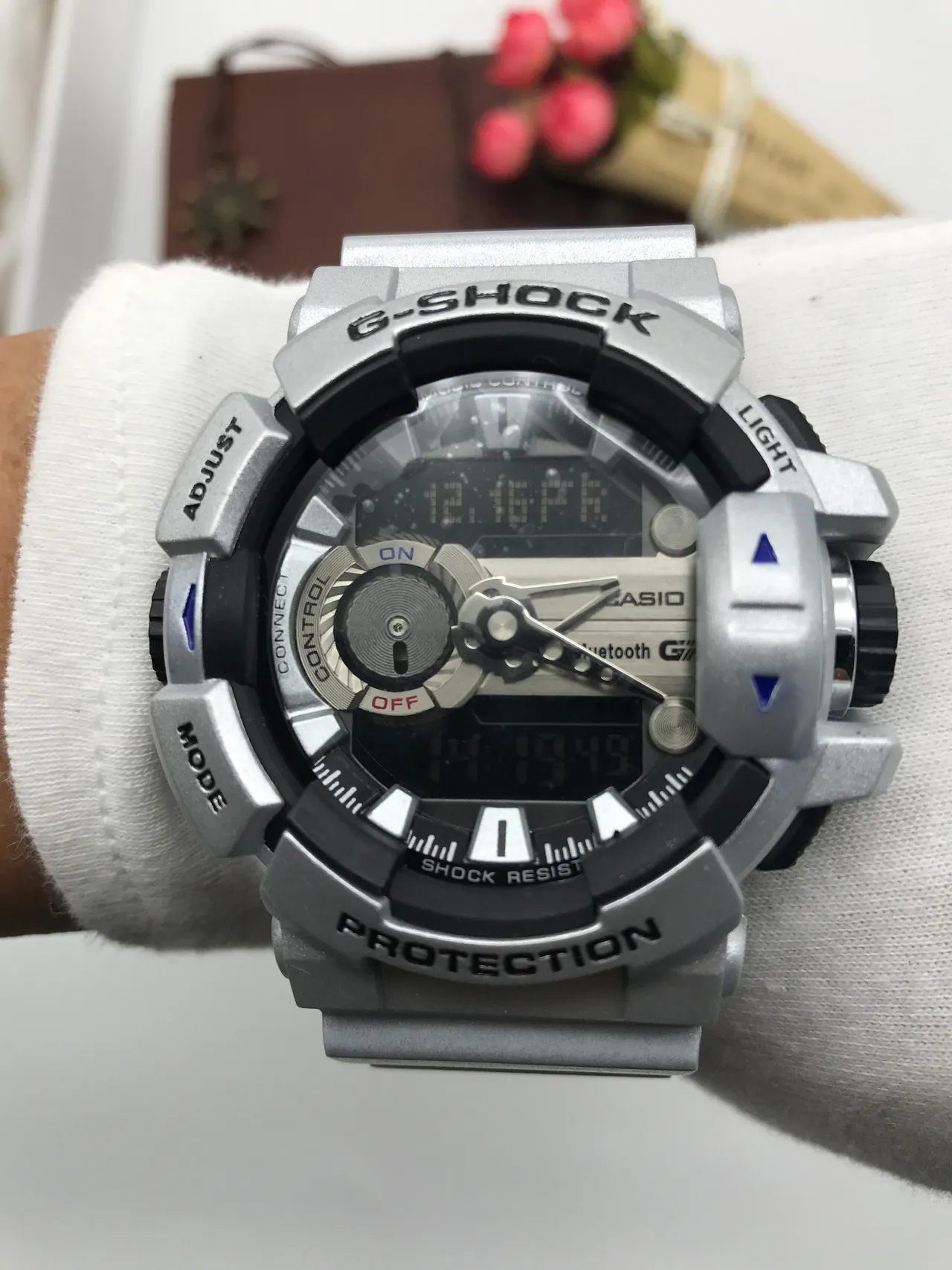 Casio चांदी का भूरा कठोर रेजिन संरचना एनालॉग-डिजिटल हाइब्रिड डिस्प्ले स्पोर्ट्स वॉच 6