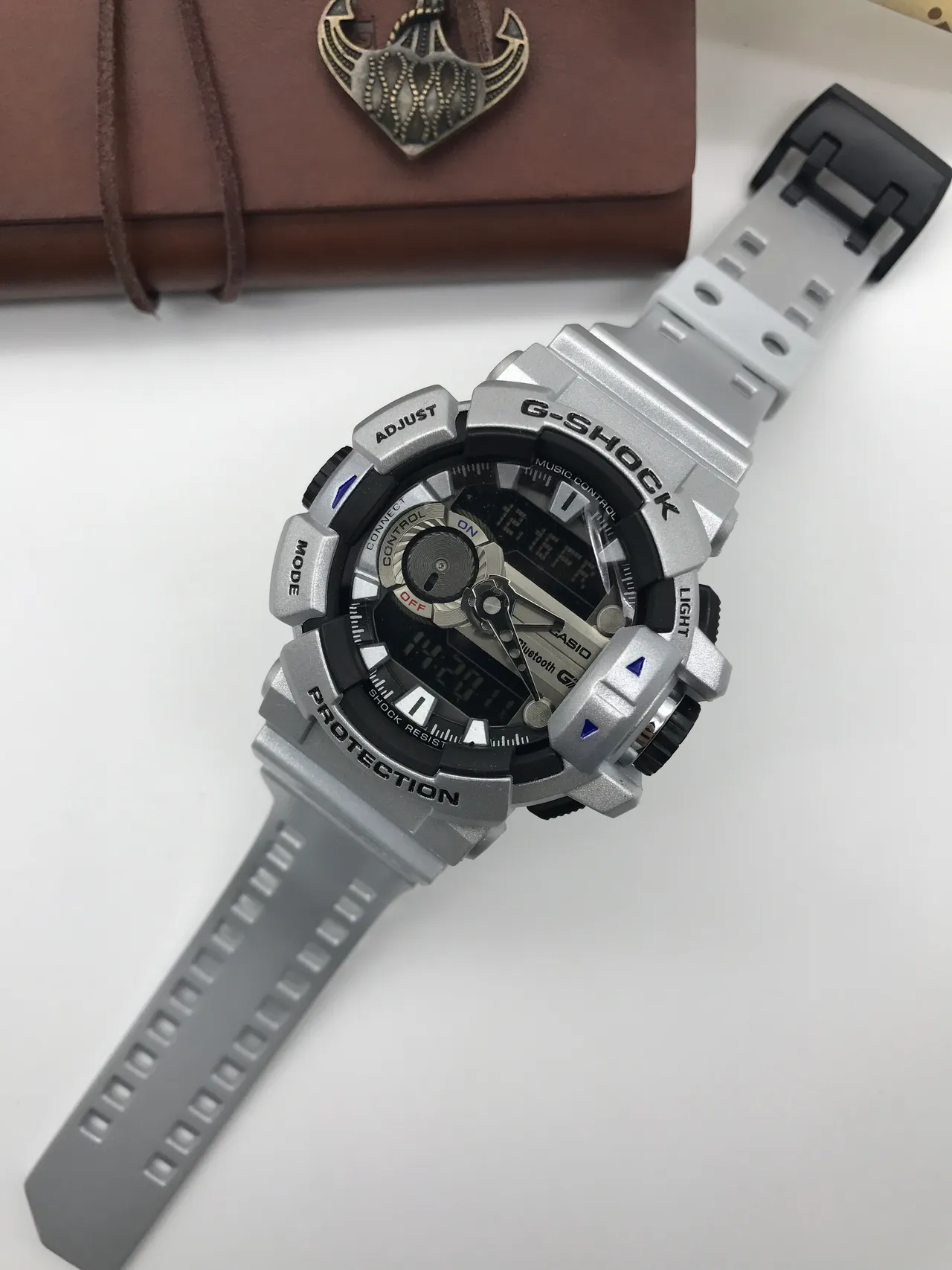 Casio चांदी का भूरा कठोर रेजिन संरचना एनालॉग-डिजिटल हाइब्रिड डिस्प्ले स्पोर्ट्स वॉच 7