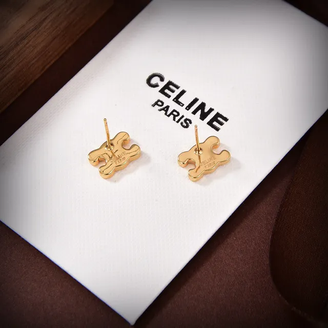 Celine Puzzle-Piece Micro-Pearl Pavé Gold-Tone Boucles d'oreilles 2