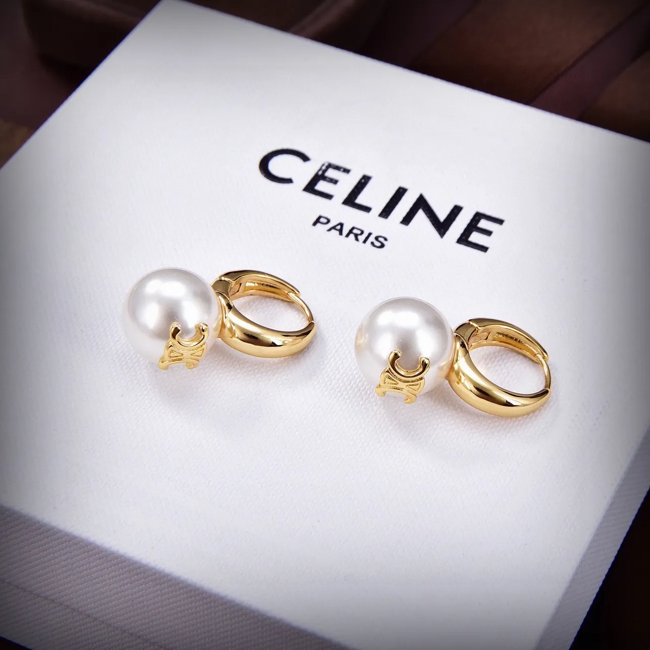 Celine Triomphe أقراط لؤلؤ قطرة 3