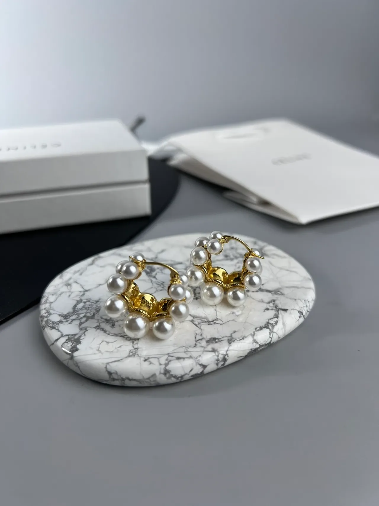 Céline Perles Blanches et Argentées Cluster Bijoux Métal 5
