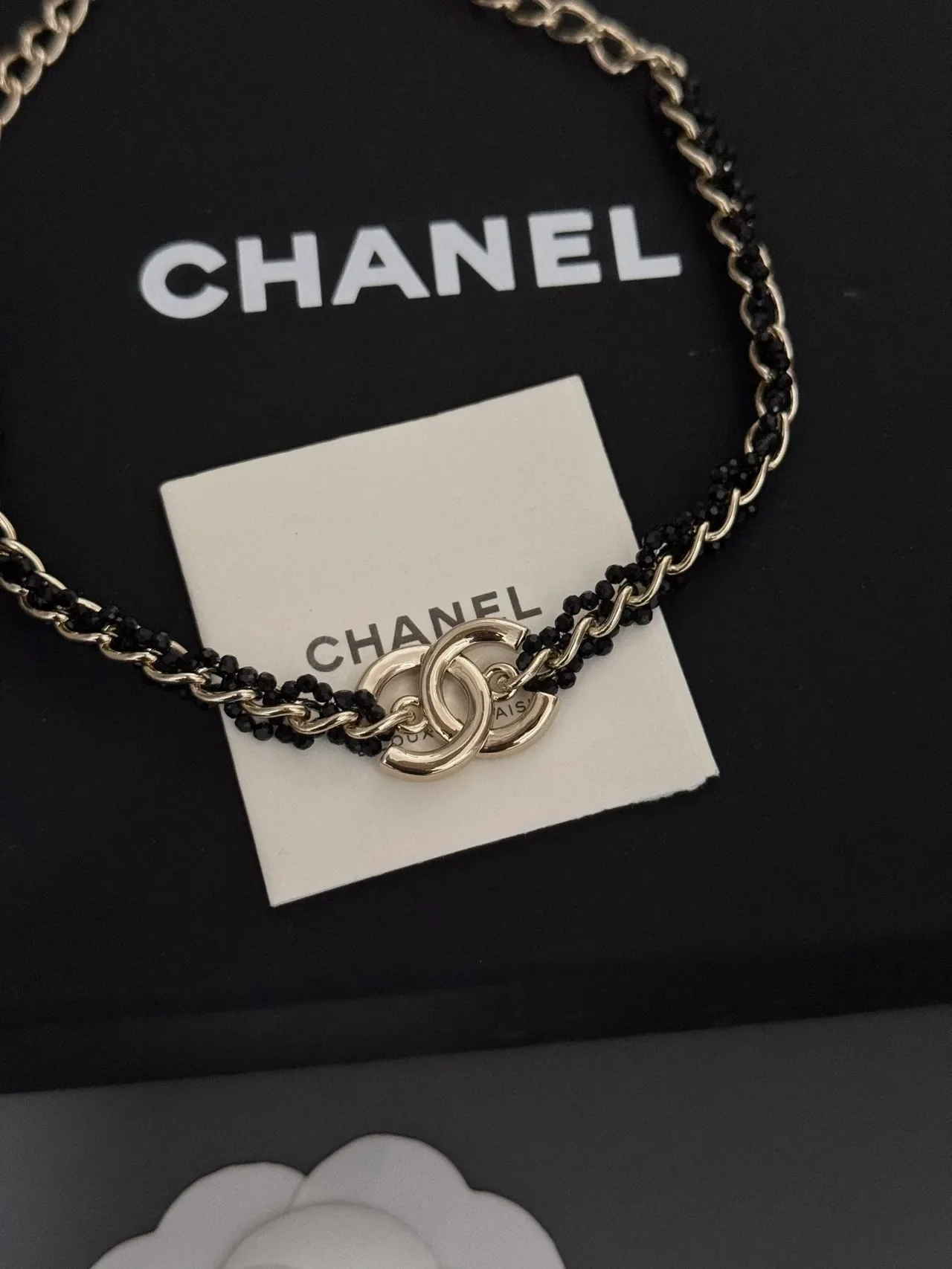 Chanel Bijoux Fantaisie 黑银双链串珠项链 3