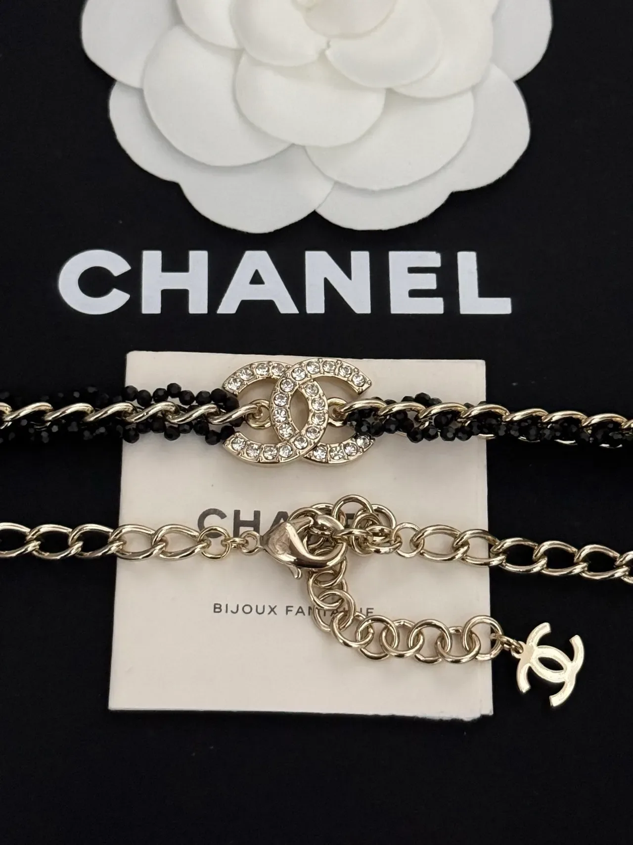 Chanel Bijoux Fantaisie 黑银双链串珠项链 5