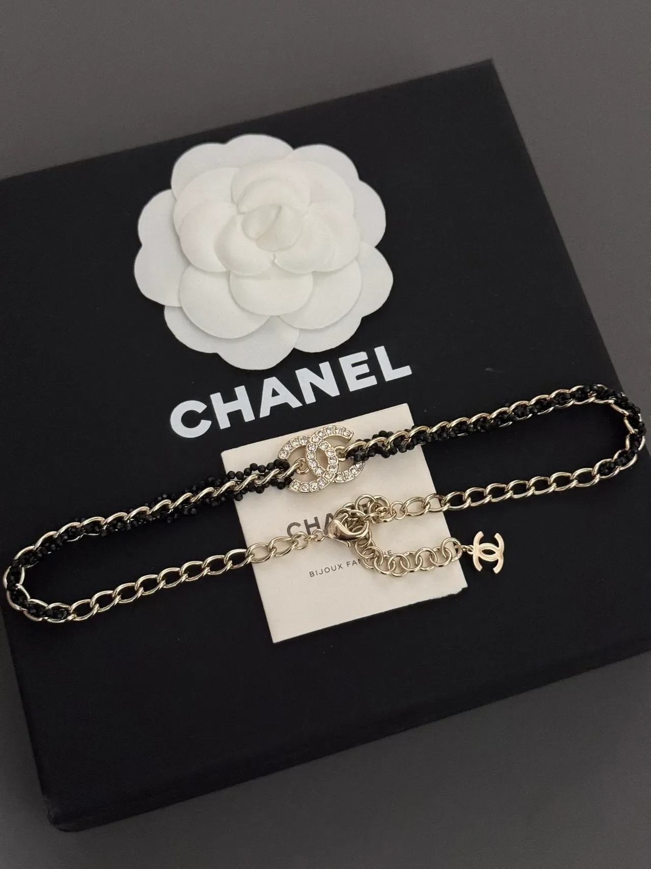 Chanel Bijoux Fantaisie 黑银双链串珠项链 6