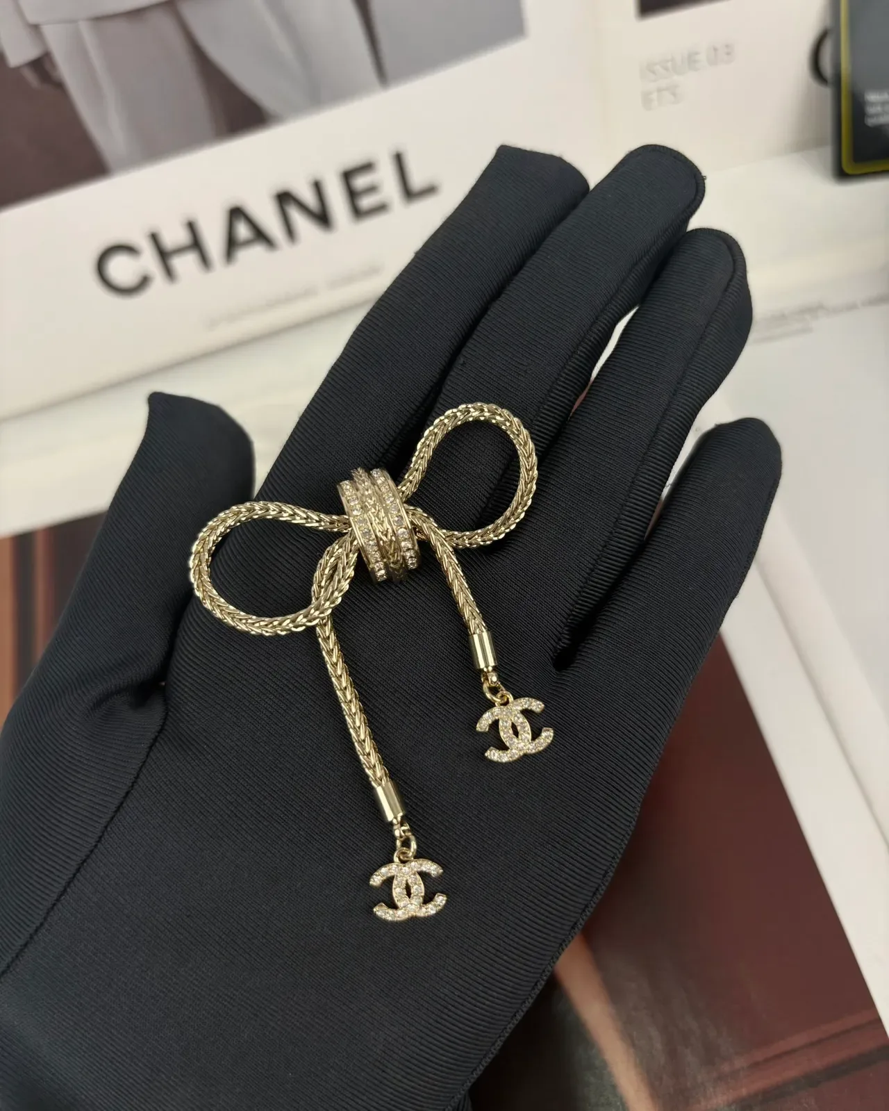 Chanel Bow Brooch Gold Silver Braided Rope Texture Brooch 2