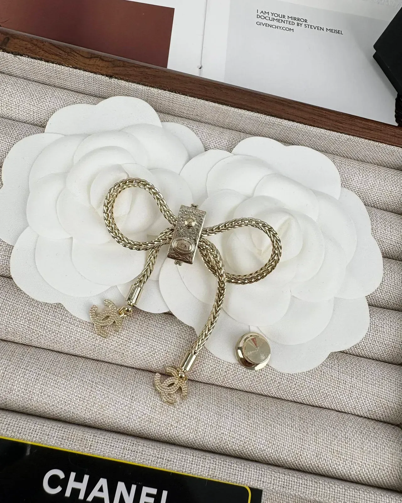 Chanel Bow Brooch Gold Silver Braided Rope Texture Brooch 5