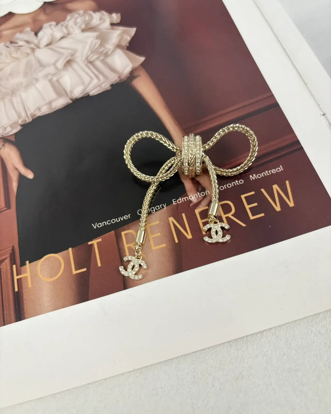 Chanel Bow Brooch Gold Silver Braided Rope Texture Brooch 6