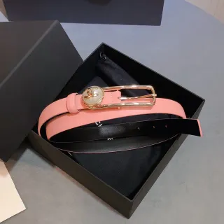 Chanel CC Belt Pink and Black Leather Belt