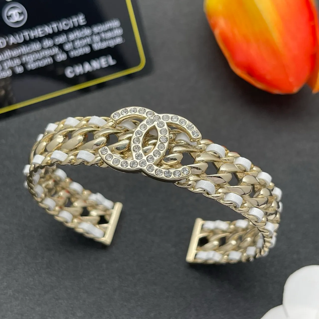 Chanel CC Pulseira Ouro Branco Corrente de Eslabões Curvos Inserções de Resina Pulseira 7