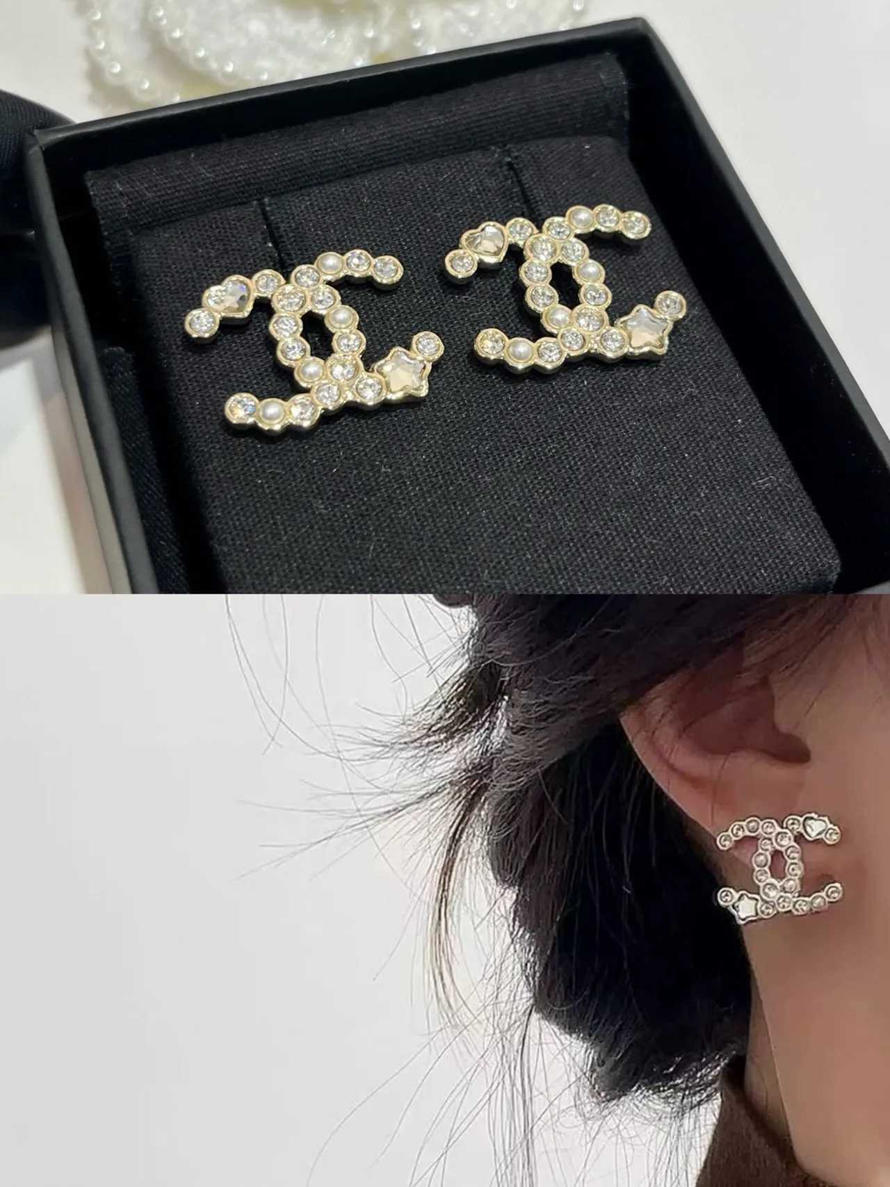 Chanel CC Cristal et Perle Boucles d'oreilles Stud 2