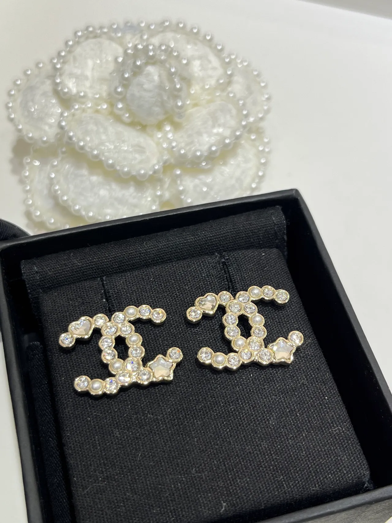 Chanel CC Cristal et Perle Boucles d'oreilles Stud 6