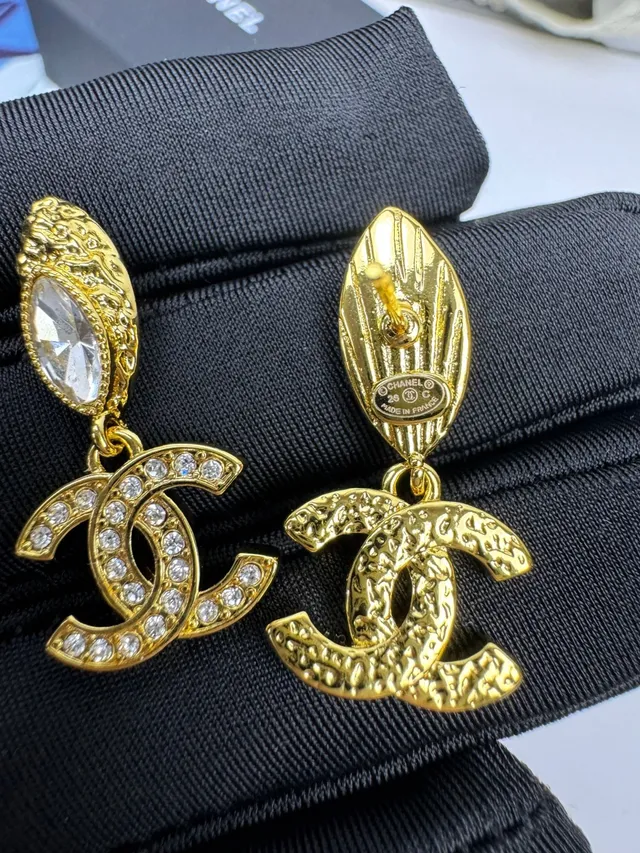 Chanel CC Brincos de Ouro Transparente Pavé-Crystal 8
