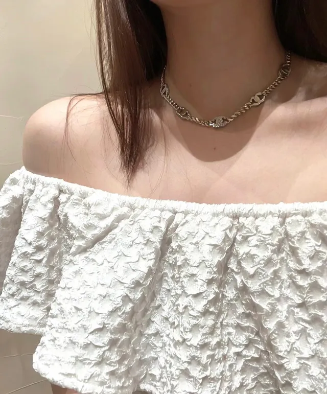 Chanel CC Link Silver Gold Interlocking Logo Links Pave Crystal Detailing Necklace 2