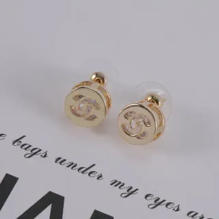 Chanel CC Logo Brincos Stud de Cristal