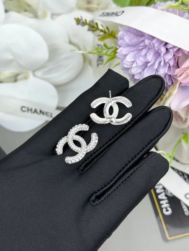 Chanel CC Logo Pavé Crystal Stud Earrings 2