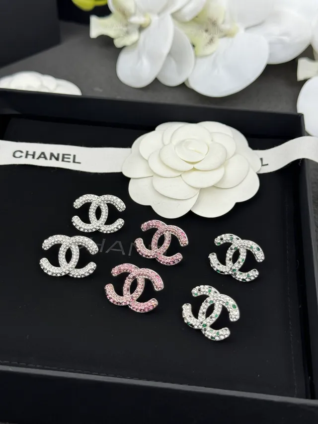 Chanel CC Logo Pavé Crystal Stud Earrings 8