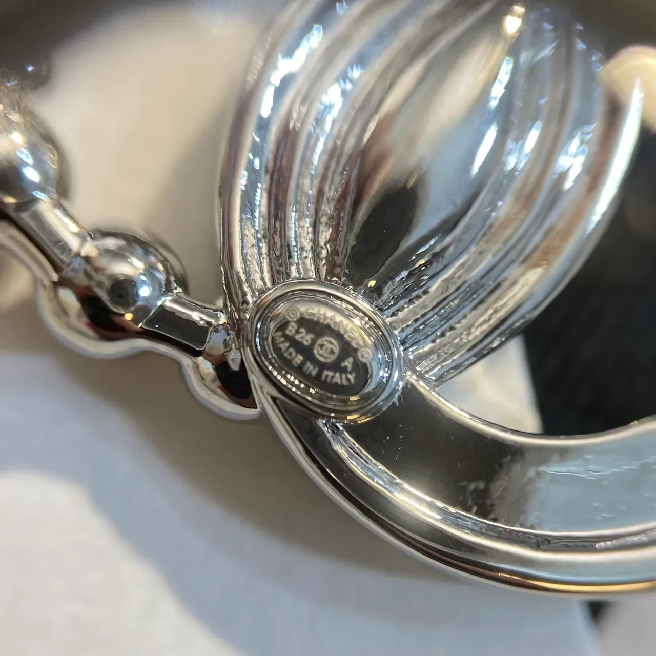 Chanel CC Silver Blue Interlocking Logo Marquise-Cut Central Crystal Earrings 2