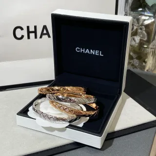 Chanel Coco Crush ذهبي فضة مقصوص Matelassé Pavé بلور سوار