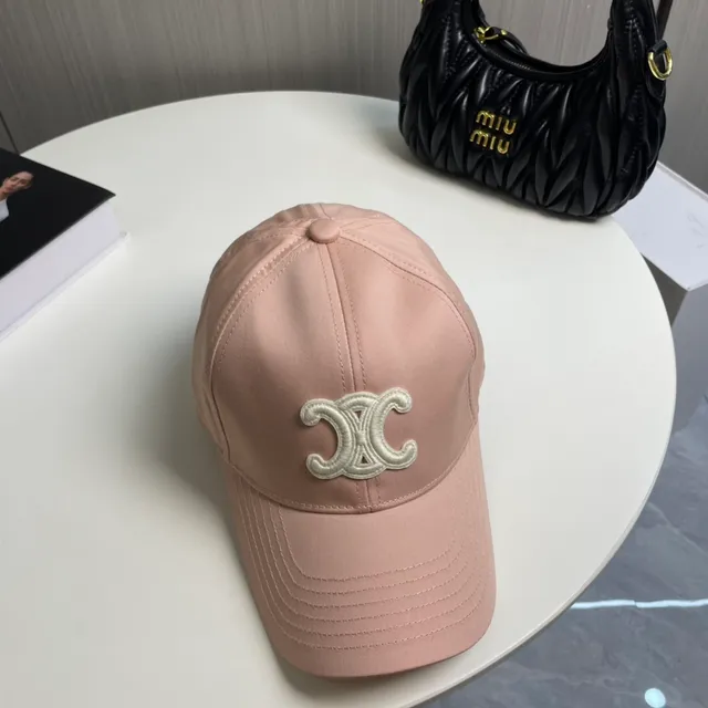 Chanel कढ़ाई CC लोगो धूल भरी गुलाबी बेसबॉल कैप 6