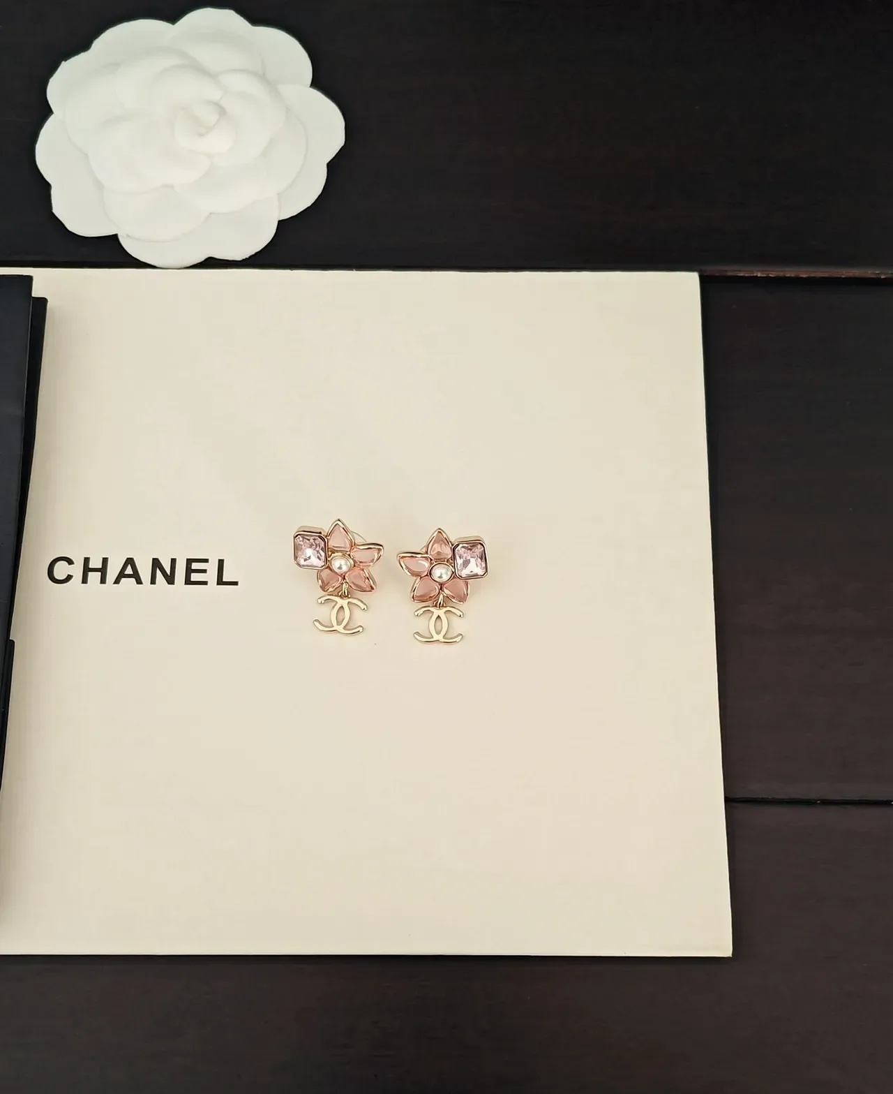 Chanel Floral Crystal and Pearl Earrings 3