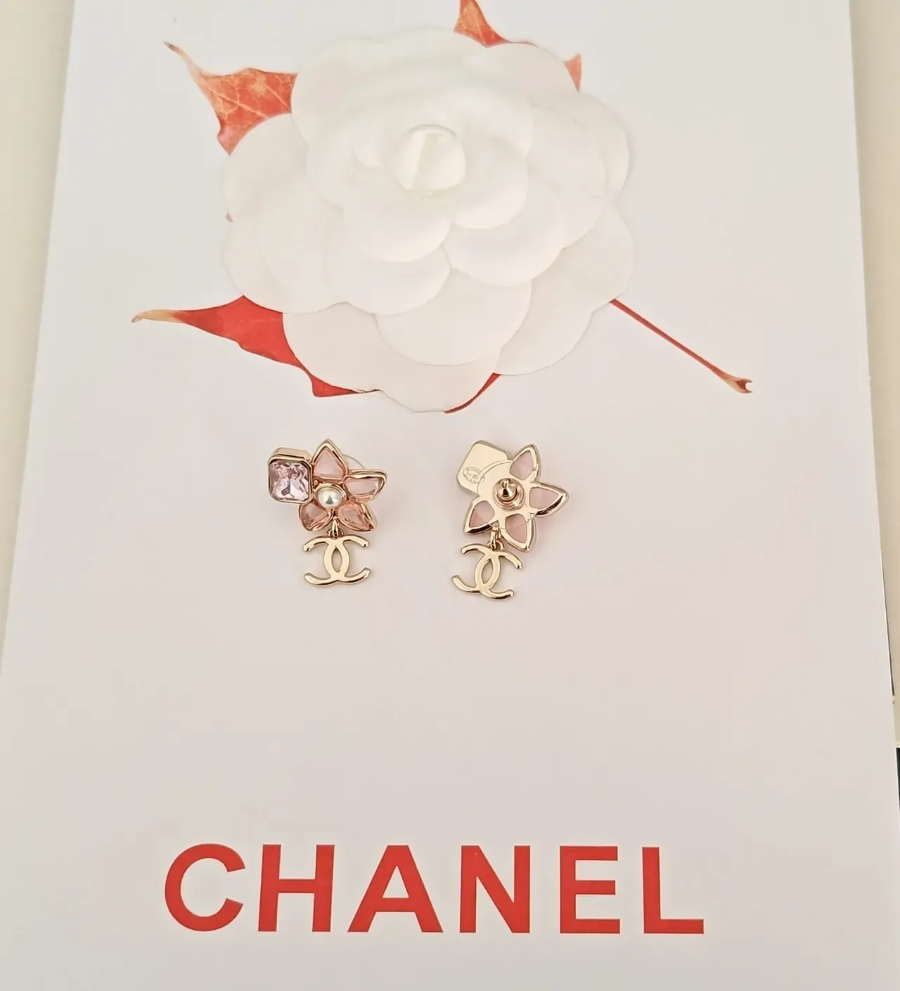 Chanel Floral Crystal and Pearl Earrings 4