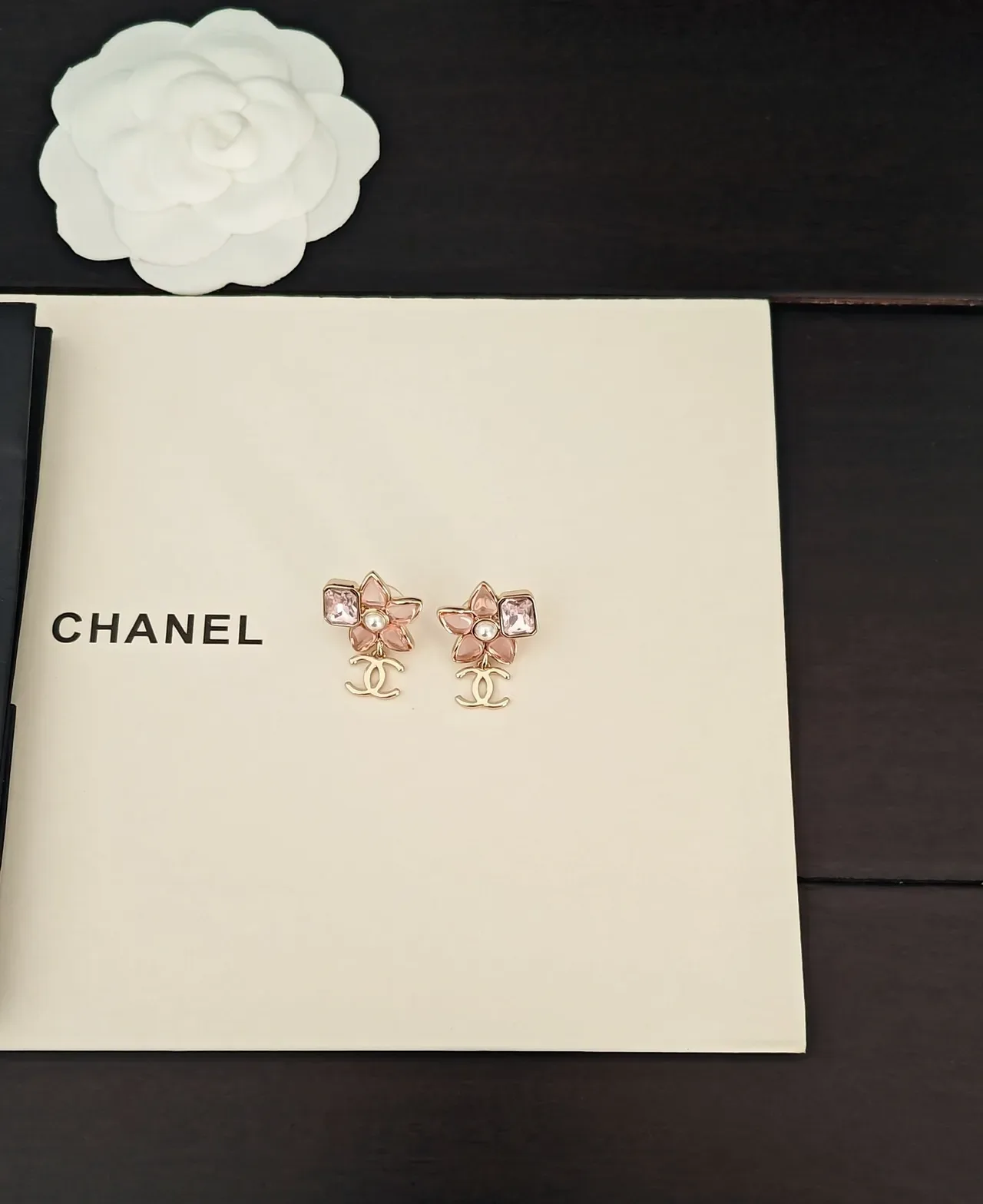 Chanel Floral Crystal and Pearl Earrings 6