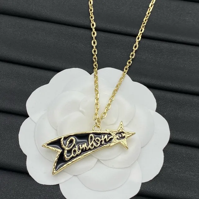 Chanel Gold Black Chain Enamel Ribbon Pendant Necklace 5