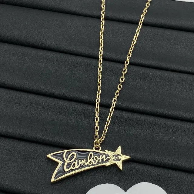 Chanel Gold Black Chain Enamel Ribbon Pendant Necklace 6