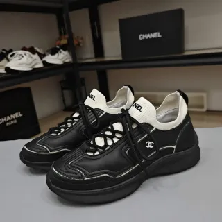 Chanel Lifestyle Sneaker কালো এবং সাদা নিট কলার জীবনশৈলী স্নিকার