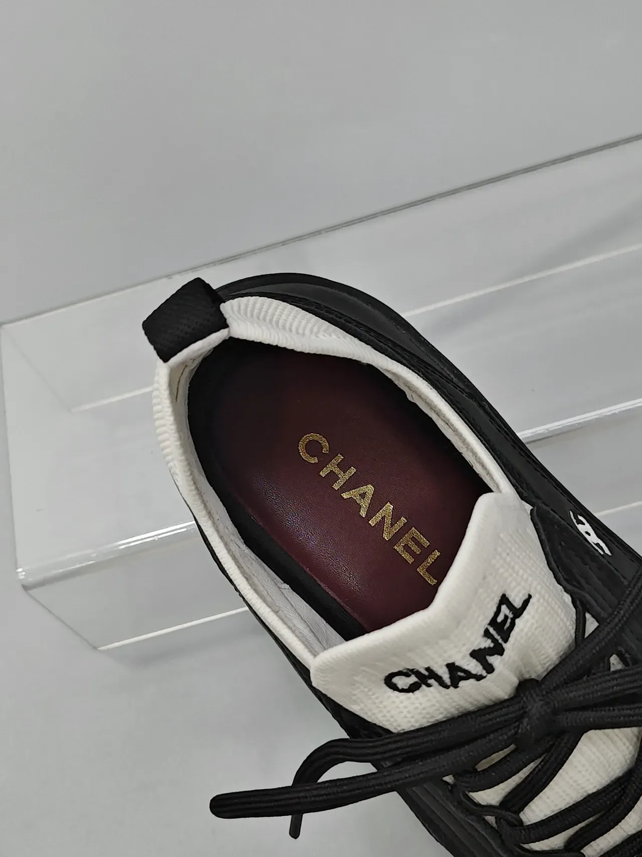 Chanel Lifestyle Sneaker Black and White Knit Collar Lifestyle Sneakers 2