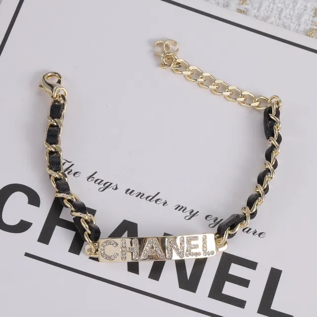 Chanel Plaque 手链 金黑 扭链 皮革包裹链节 手链 2