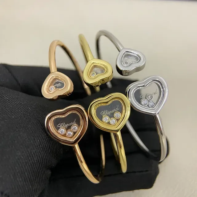 Chopard Happy Hearts Heart-Shaped Floating Diamond Bangle Bracelets 3