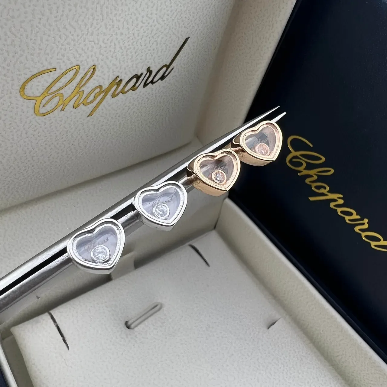 Chopard Happy Hearts Heart-Shaped Mobile Diamond Earrings 3