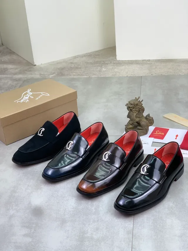 Christian Louboutin Penny Loafer কালো সুয়েড লাল সোল লোফার 2