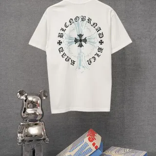 Chrome Hearts क्रॉस सर्कल ग्राफिक सफ़ेद टी-शर्ट