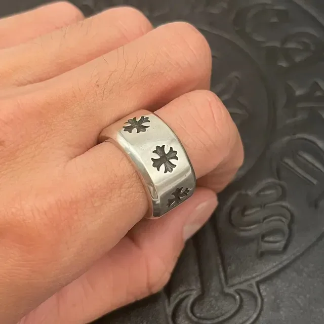 Chrome Hearts Cross Cutout Wide Band Ring 3