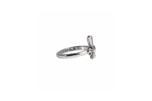 Chrome Hearts Bague Croix Argent Motif Orné Bague à Bande Gravée 8