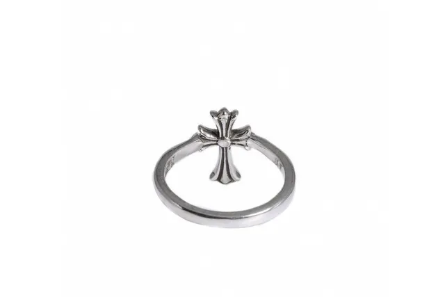 Chrome Hearts Bague Croix Argent Motif Orné Bague à Bande Gravée 9