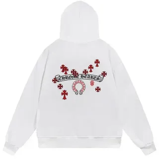 Chrome Hearts Graphic Cross Motif White Hoodie