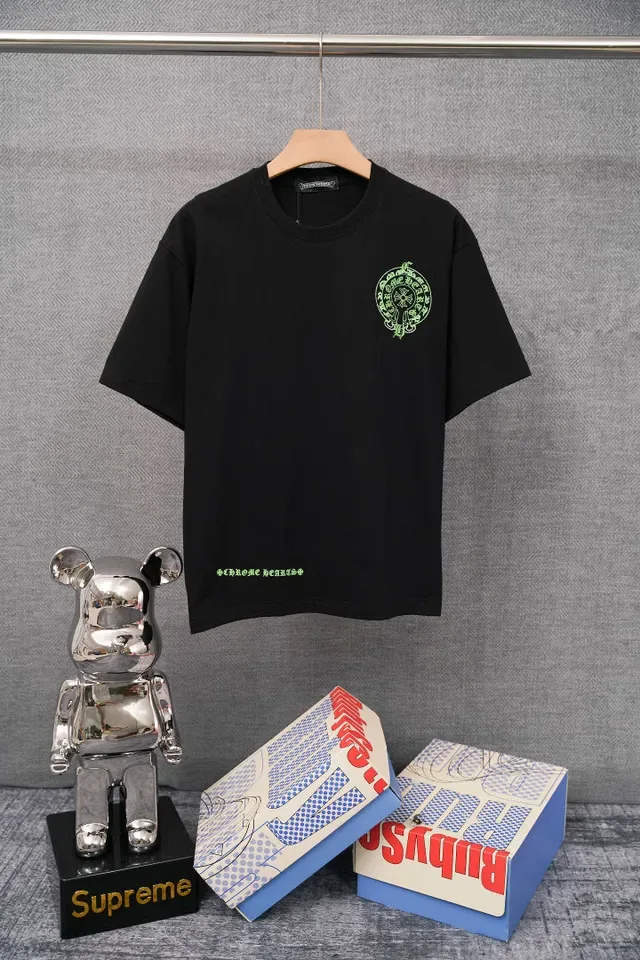 T-shirt Chrome Hearts imprimé graphique noir et vert néon 2