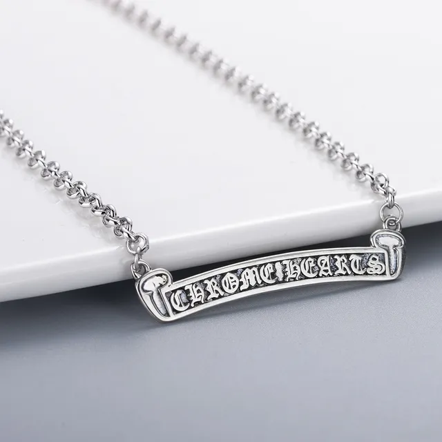 Chrome Hearts 卷轴栏项链 银吊坠 哥特字母项链 7