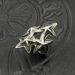 Chrome Hearts Triple Star Bague en Argent Empilée 3