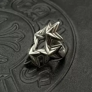 Chrome Hearts Triple Star Bague en Argent Empilée 4