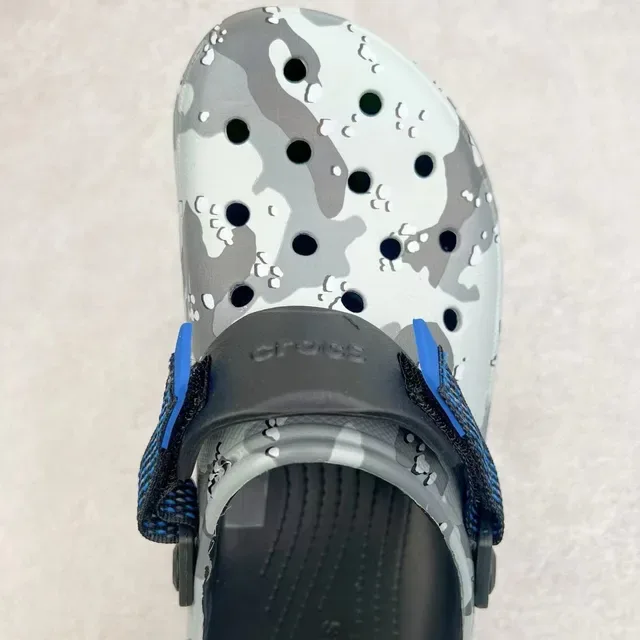 Crocs Gray Blue Camouflage-Print Adjustable Strap Clog 7